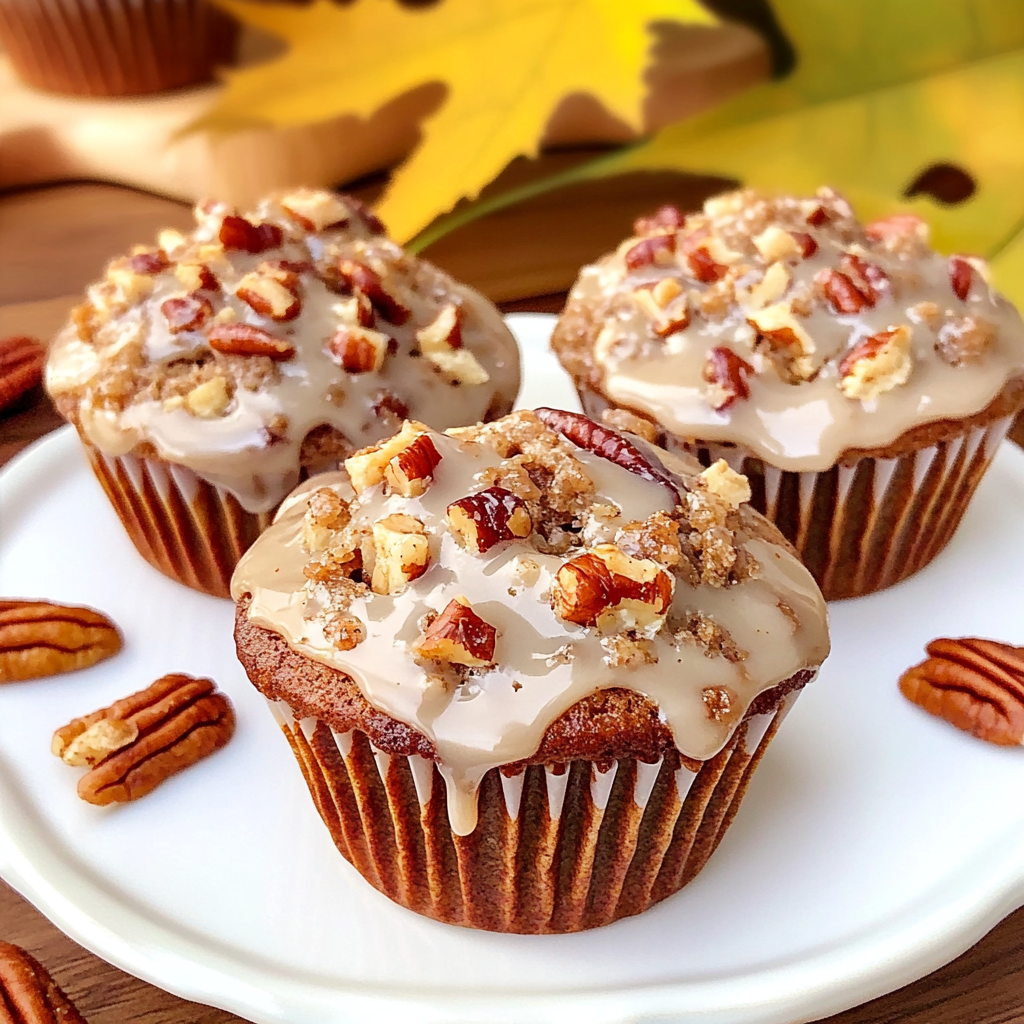 Pecan Streusel Muffins with Maple Glaze