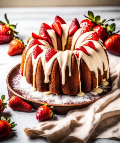 Strawberry Bundt Cake with White Chocolate Ganache: A Summertime Delight