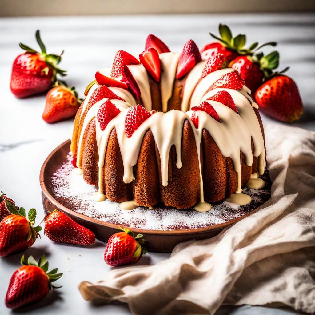 Strawberry Bundt Cake with White Chocolate Ganache: A Summertime Delight