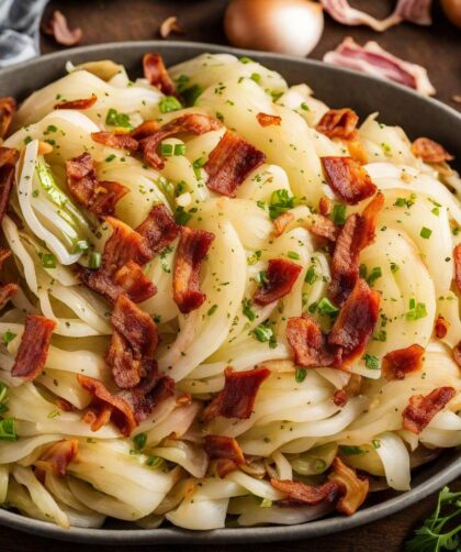 Fried Cabbage with Bacon, Onion, and Garlic