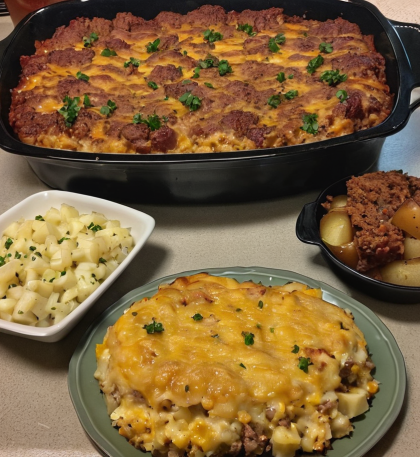 Cowboy Meatloaf and Potato Casserole