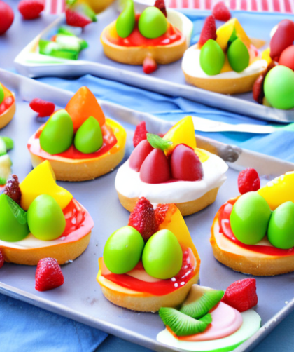 Colorful and Sweet Easter Egg Fruit Pizzas