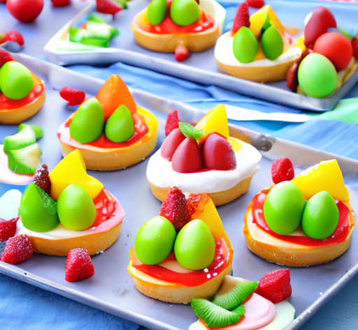 Colorful and Sweet Easter Egg Fruit Pizzas
