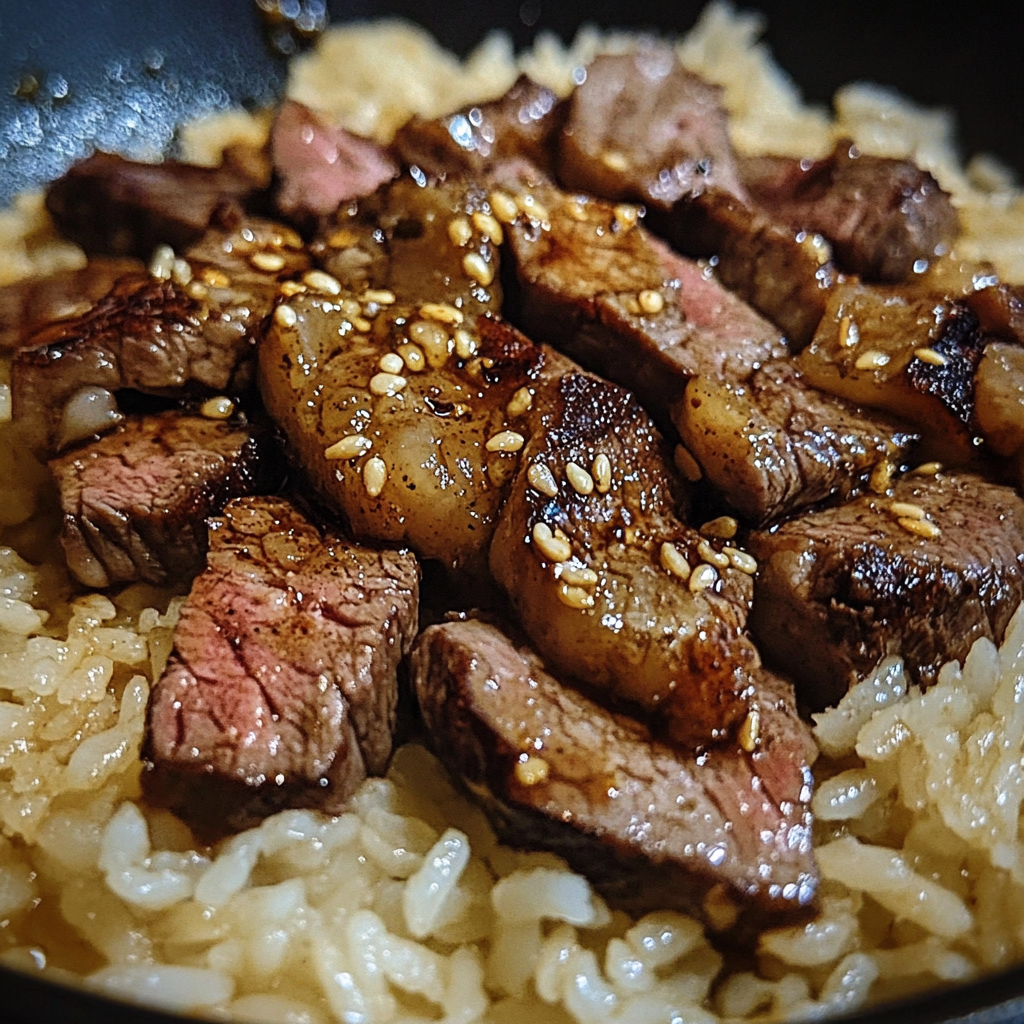 Honey Garlic Butter Steak and Rice Skillet