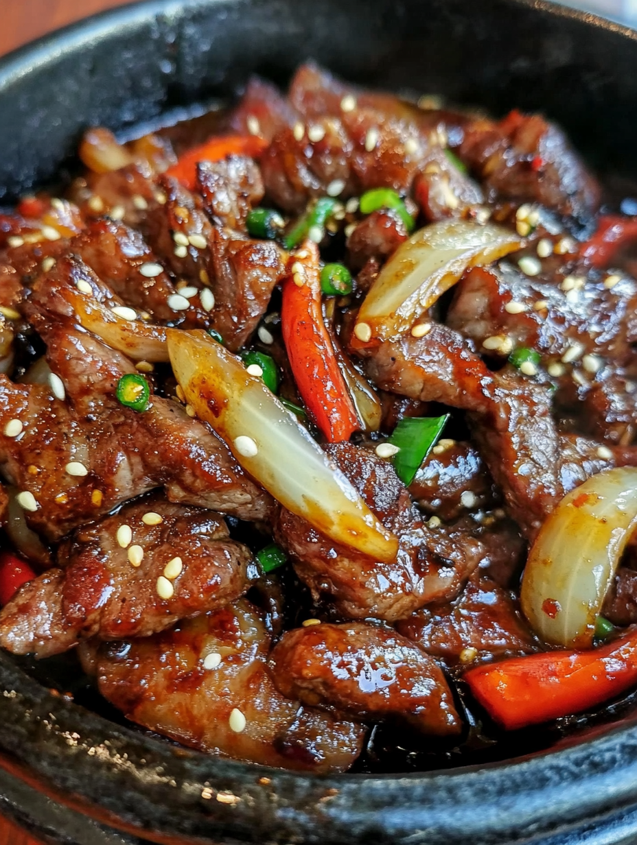 Sizzling Chinese Pepper Steak with Onions