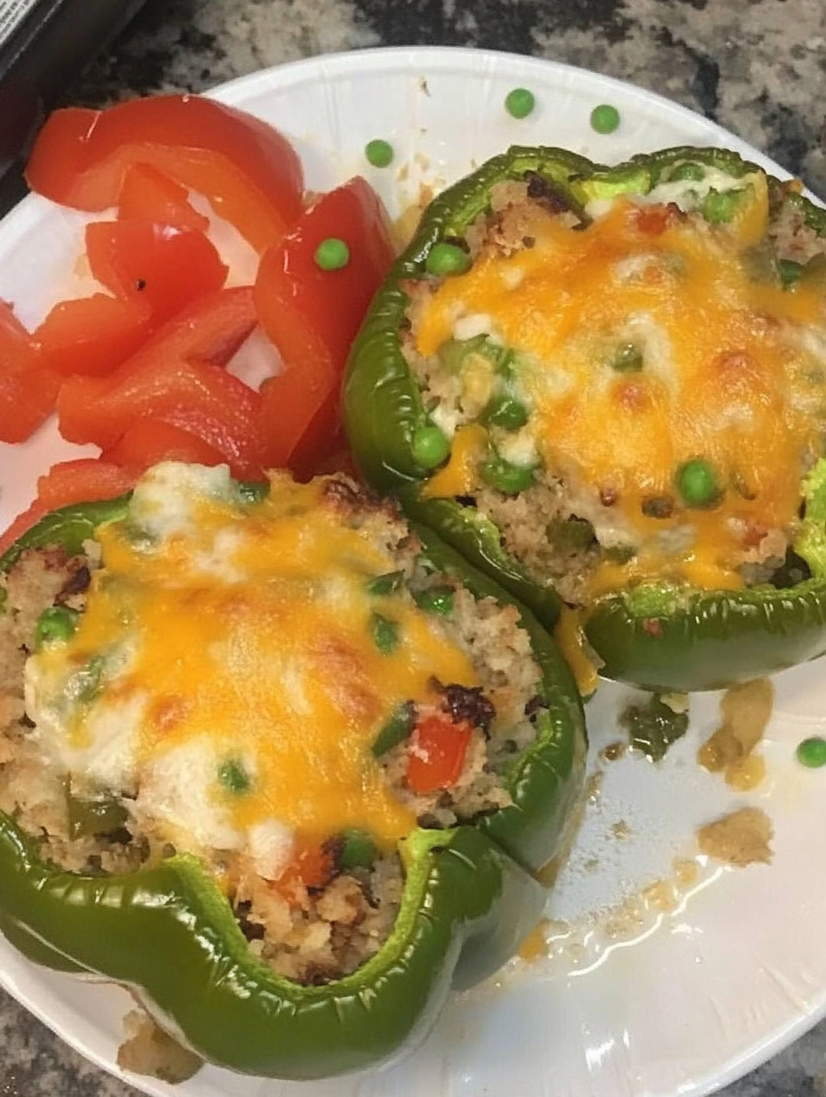 Stuffed peppers for breakfast.