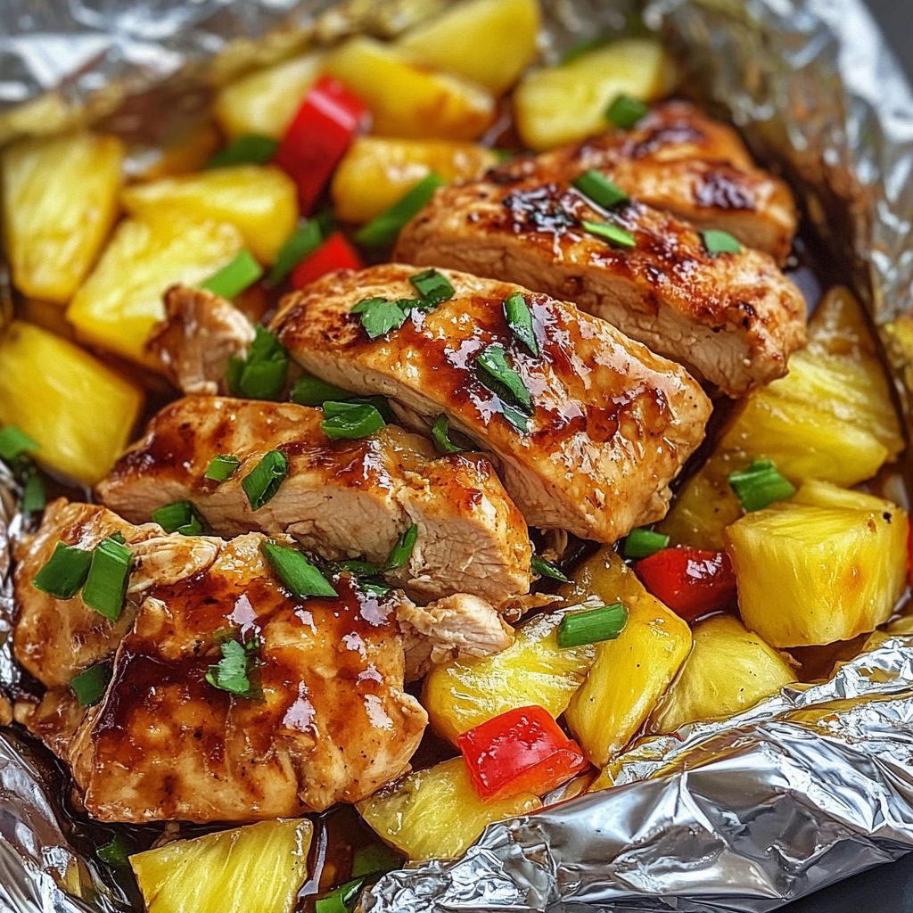 Teriyaki Chicken and Pineapple Foil Packets