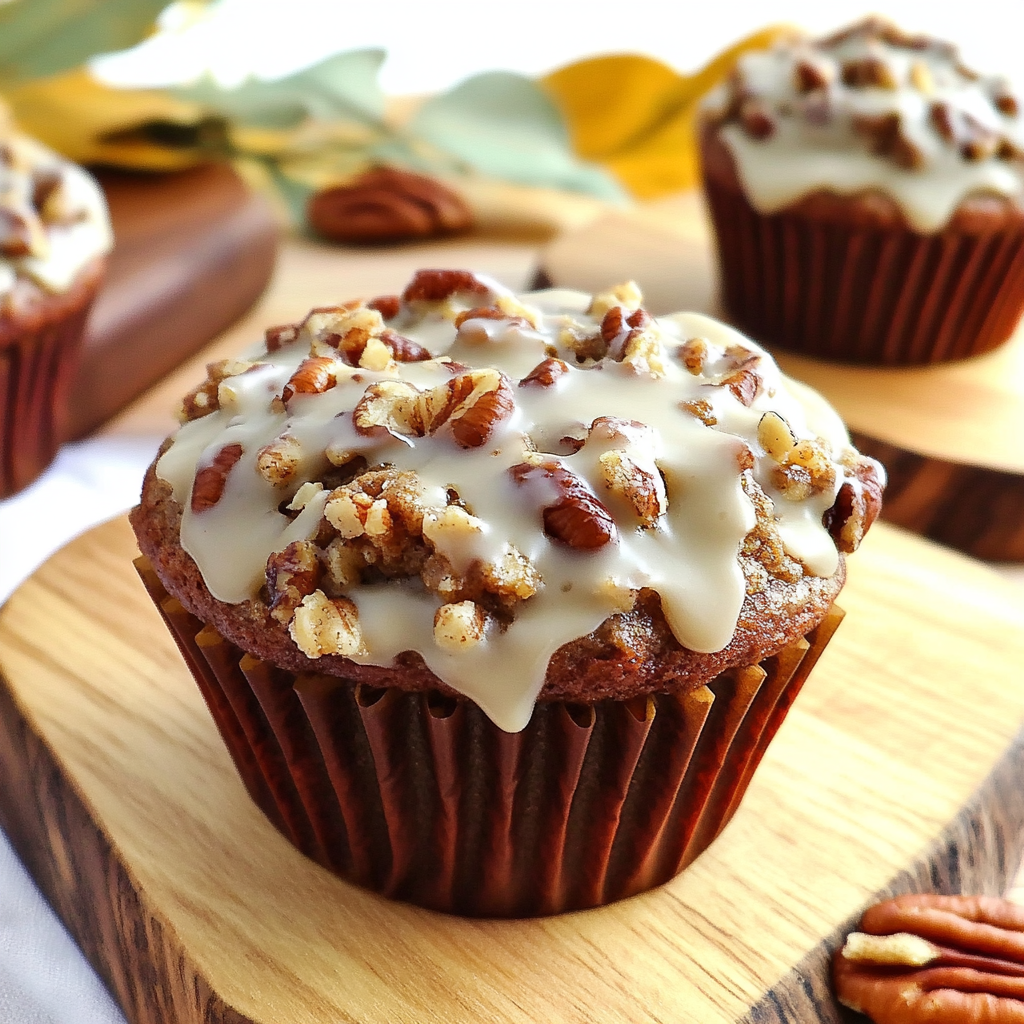 Pecan Streusel Muffins with Maple Glaze